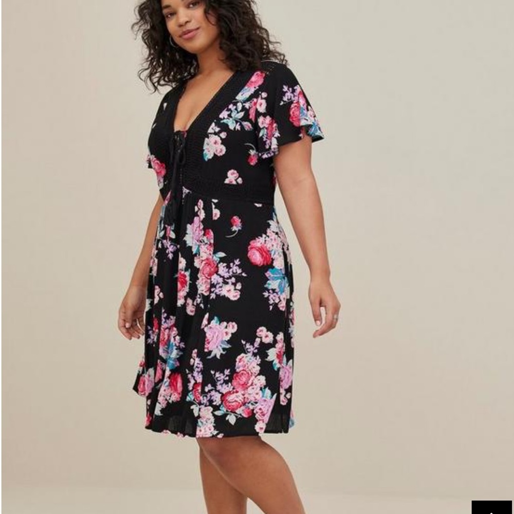 Torrid 3 mini gauze lace up skater dress